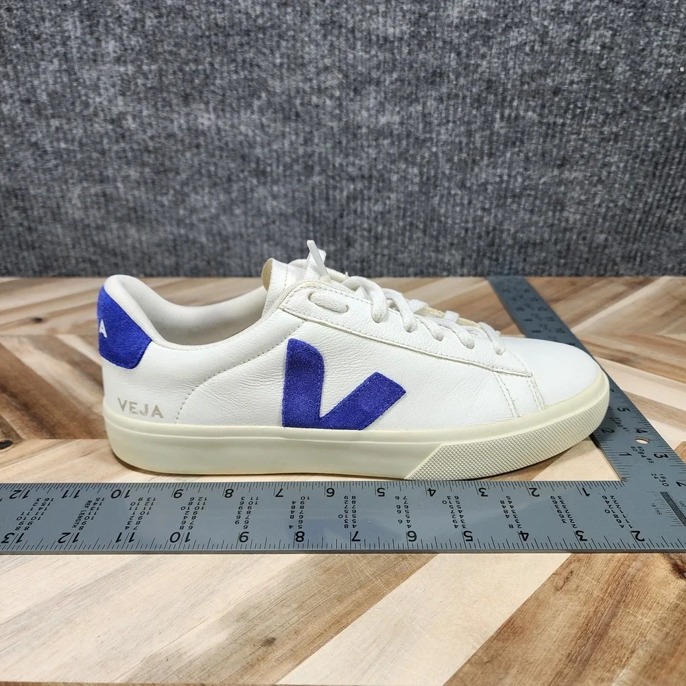 Veja Campo Chromefree Leather Sneaker - Extra White/Blue Size US Men's 9 Wmns 11